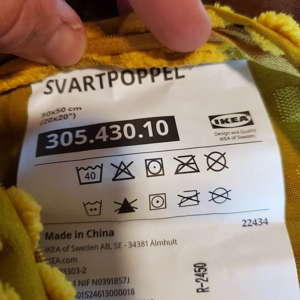 IKEA SVARTPOPPEL Mustard Yellow Popcorn Textured Cushion Cover 20x20 305.430.10
